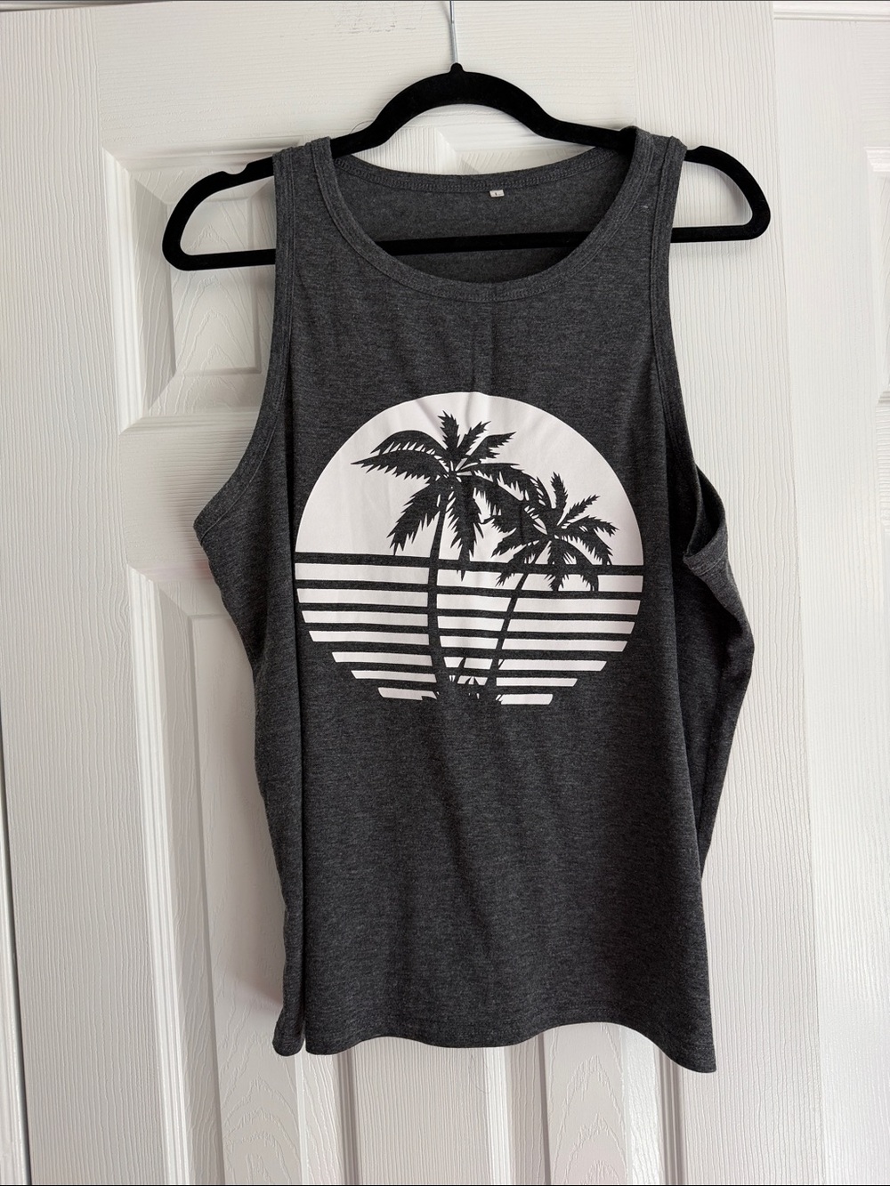 Charcoal Graphic Palm Tree Tank Top - Unbranded